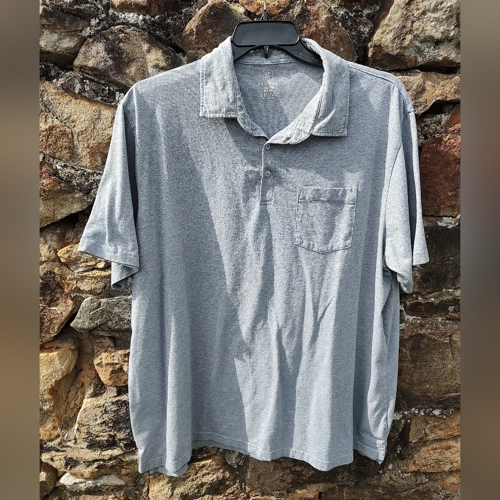 George Men's Heather Gray Pocket Polo Big And Tall Size 3XL - Picture 3 of 8